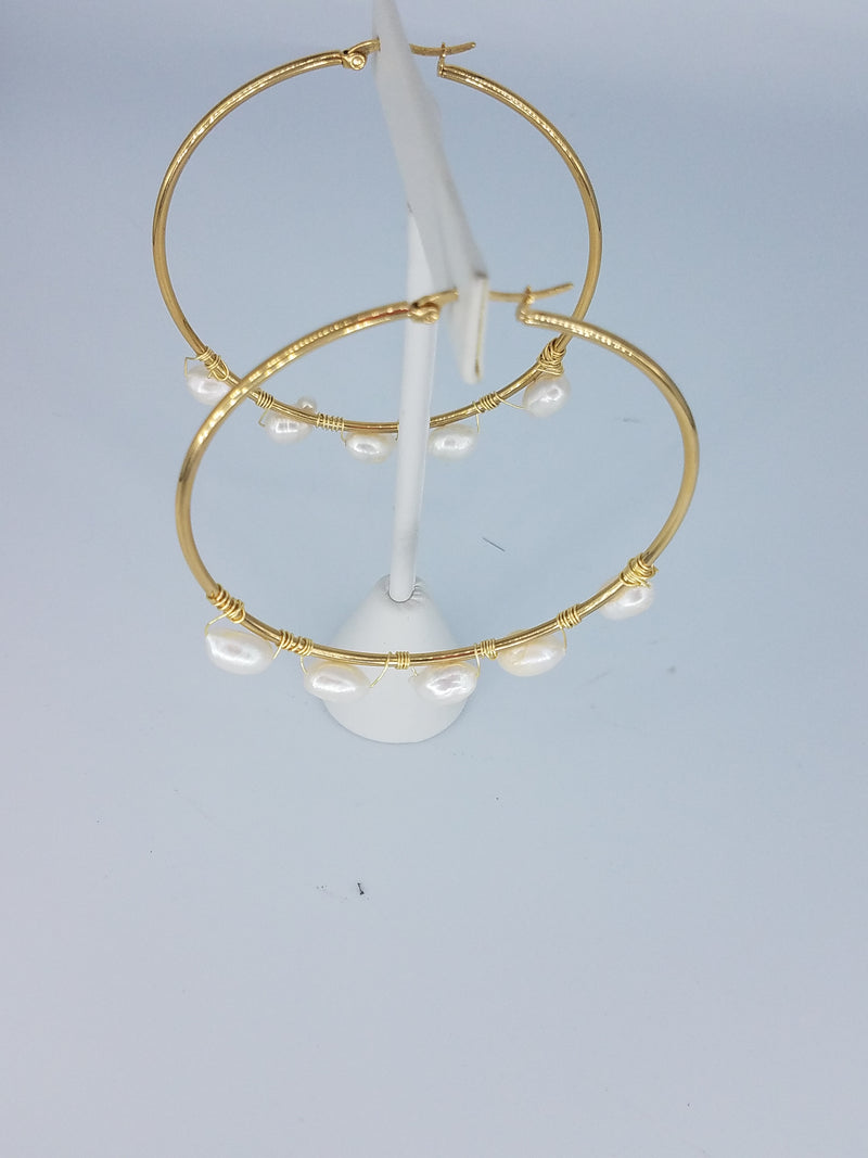 Fresh Water Pearls Hoops