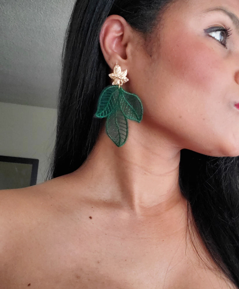 Green Leaf  Earrings