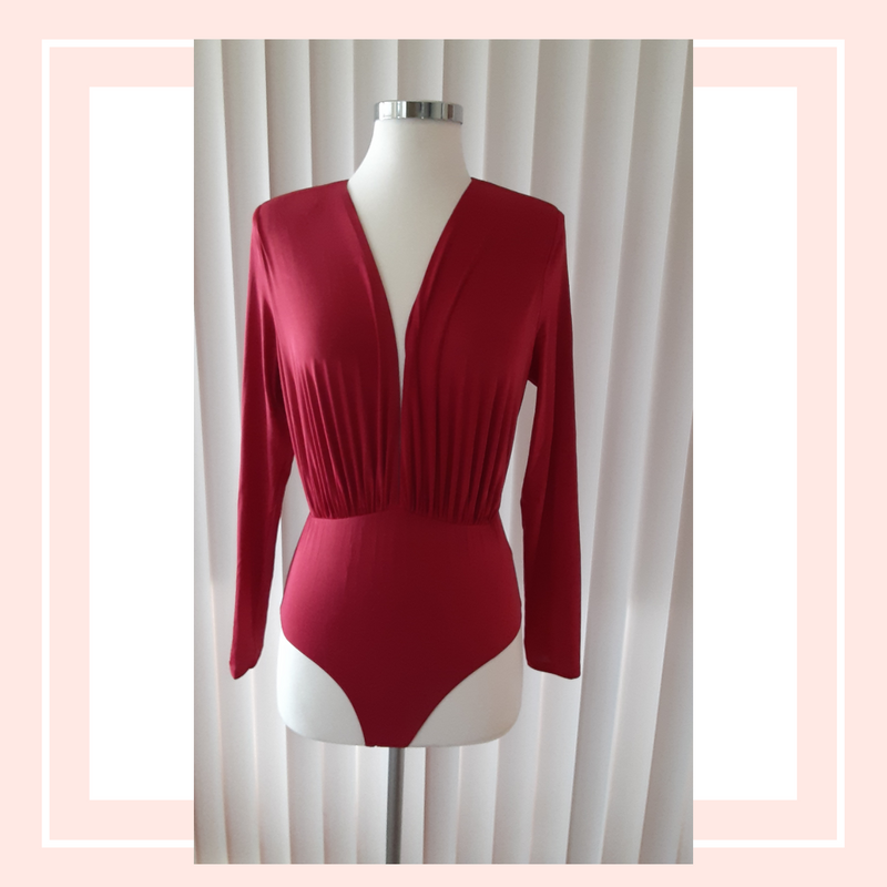 Burgundy Long Sleeve Bodysuit