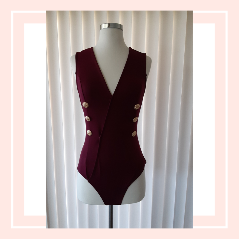 Buttons Stretch Bodysuit