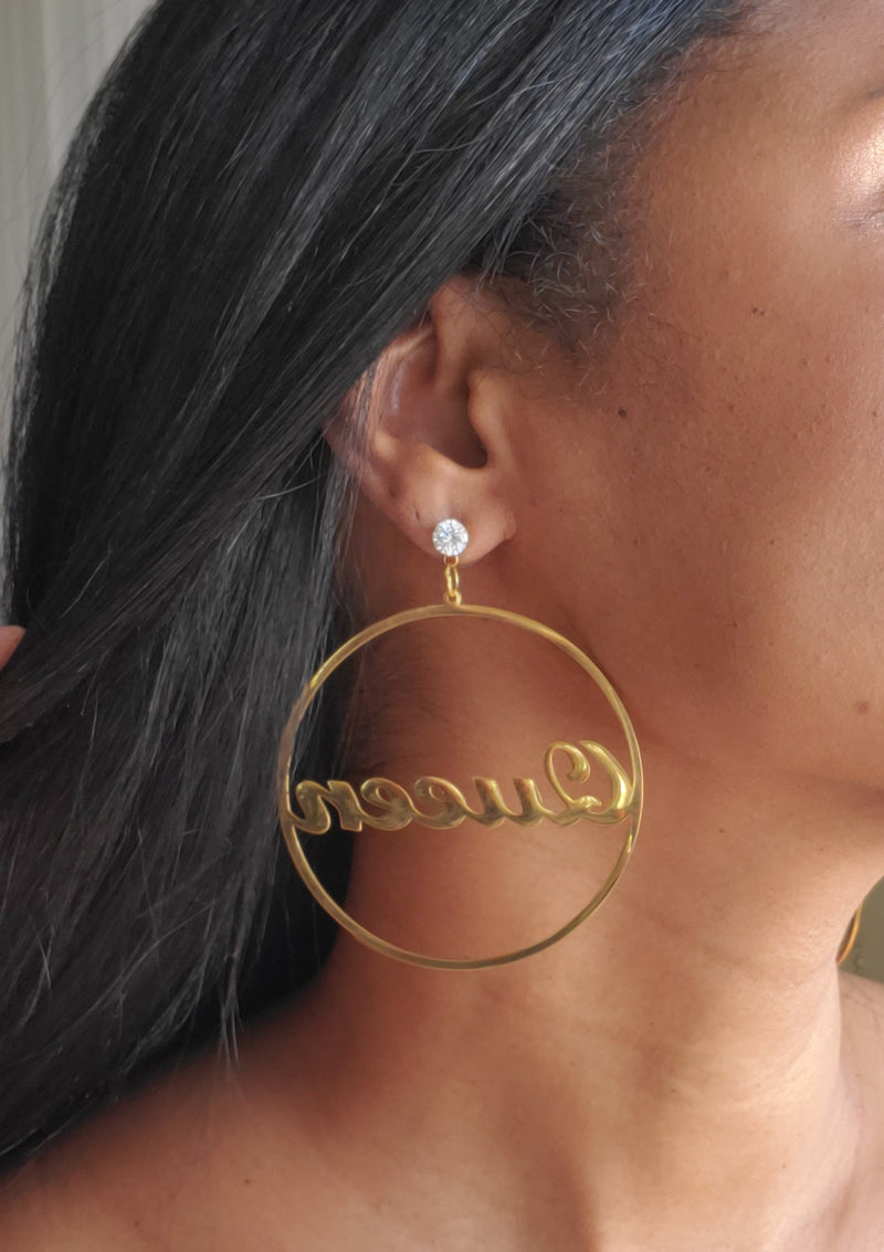 Black Queen  Hoops Earrings