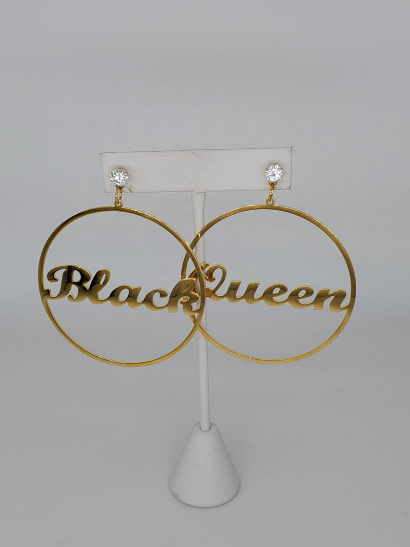 Black Queen  Hoops Earrings