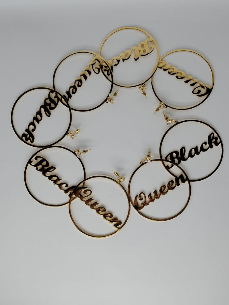 Black Queen  Hoops Earrings