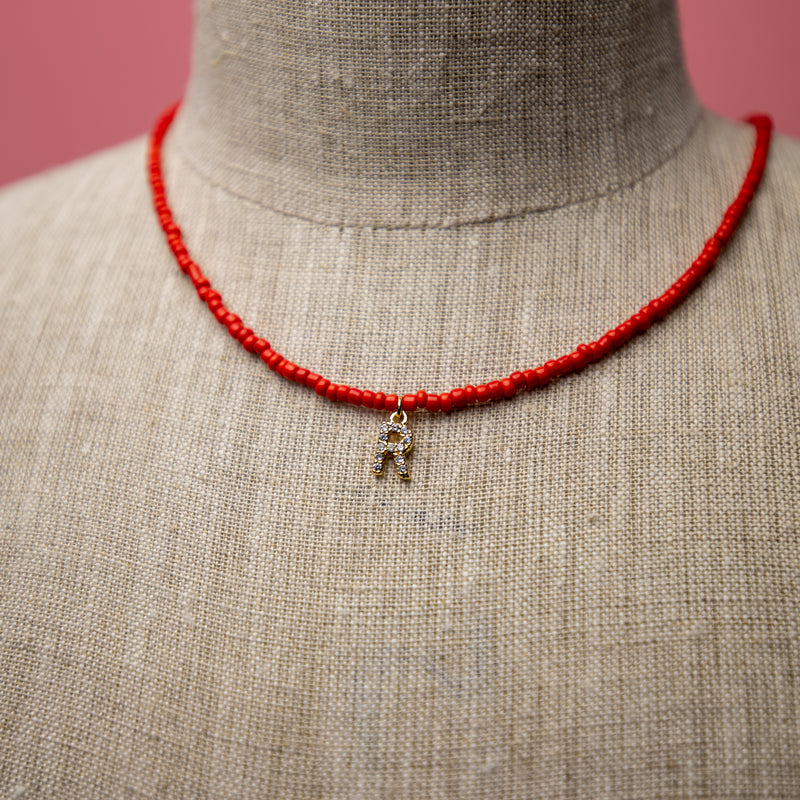 Red Letter Bead Necklace