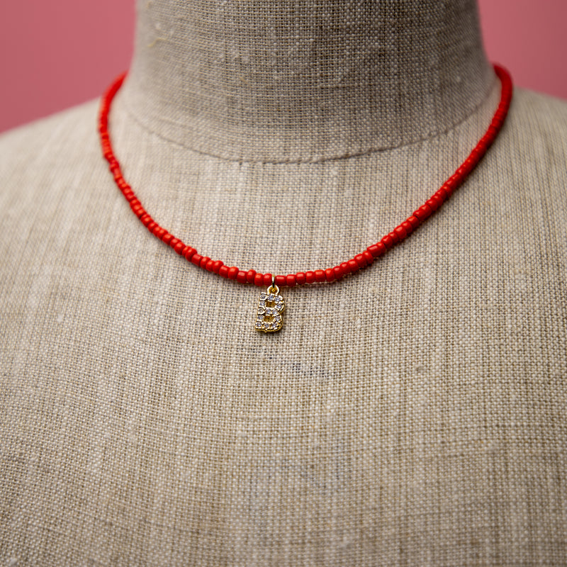 Red Letter Bead Necklace