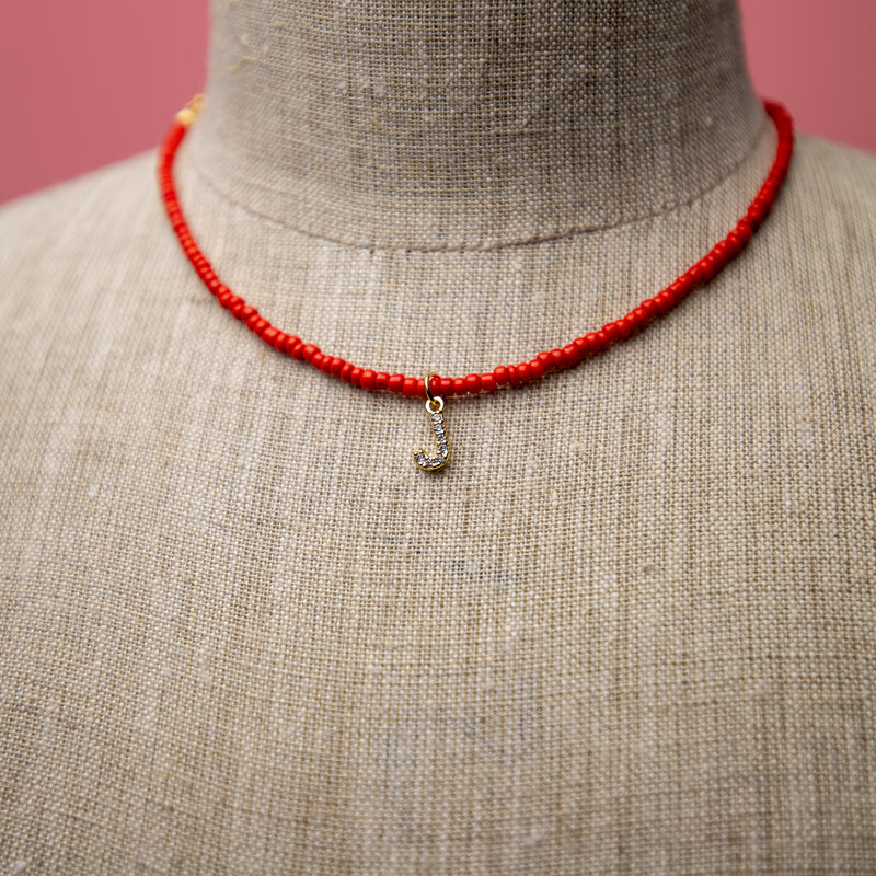 Red Letter Bead Necklace