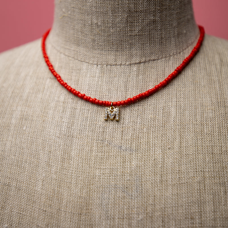 Red Letter Bead Necklace