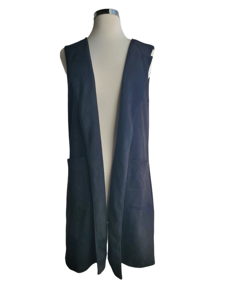 Faux Suede Sleeveless Long Vest